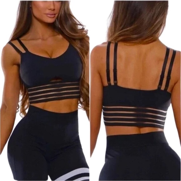 Bombshell Sportswear Other - Bombshell Sportswear Black Mesh Sports Bra Medium